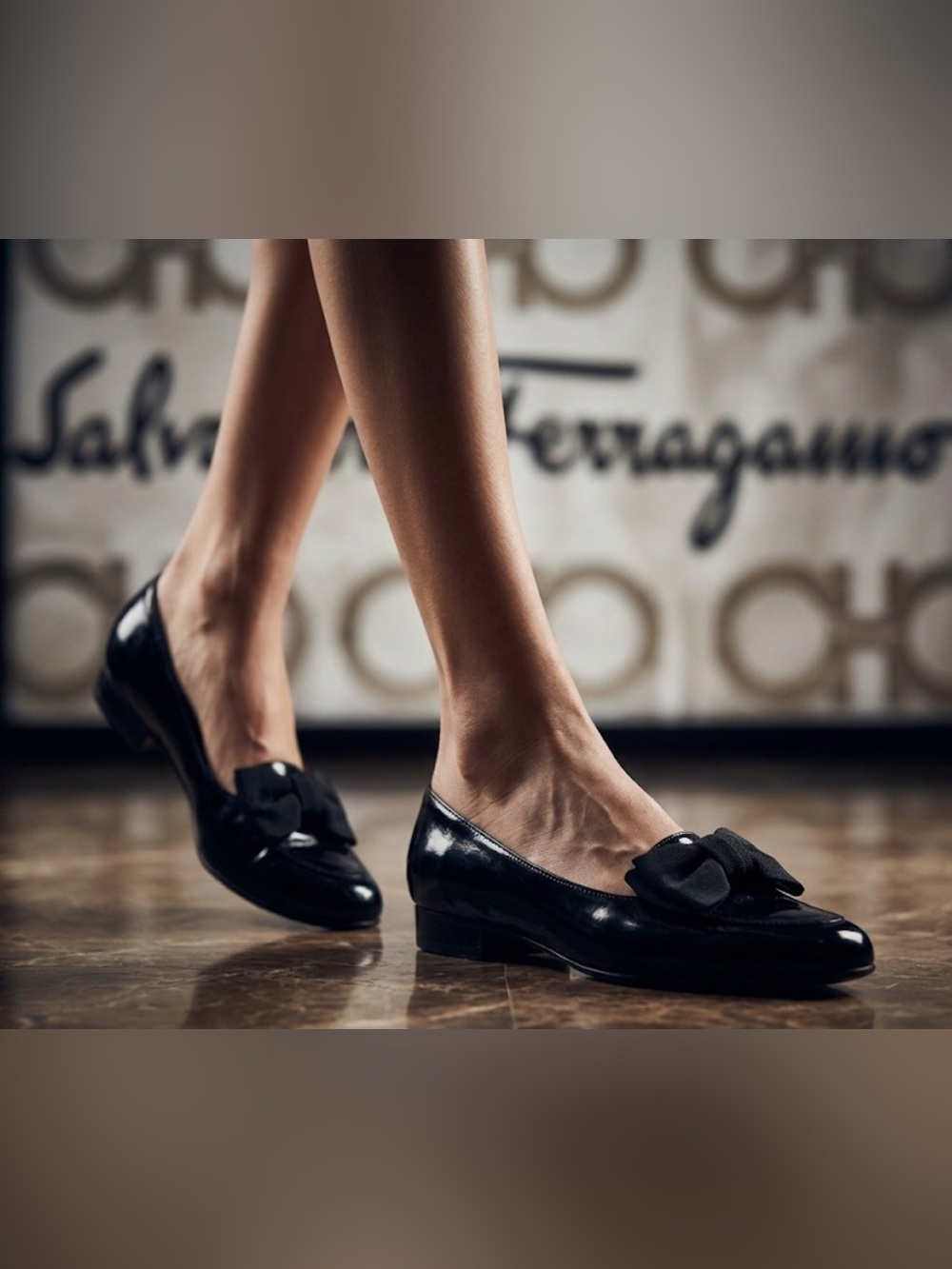 Authentic Salvatore Ferragamo luxury designer vtg black leather flats sz 7.5 2A